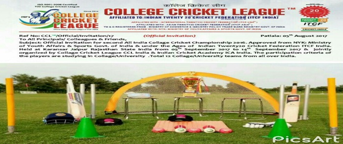 ITCF INDIA College Cricket League 2017 Jaipur