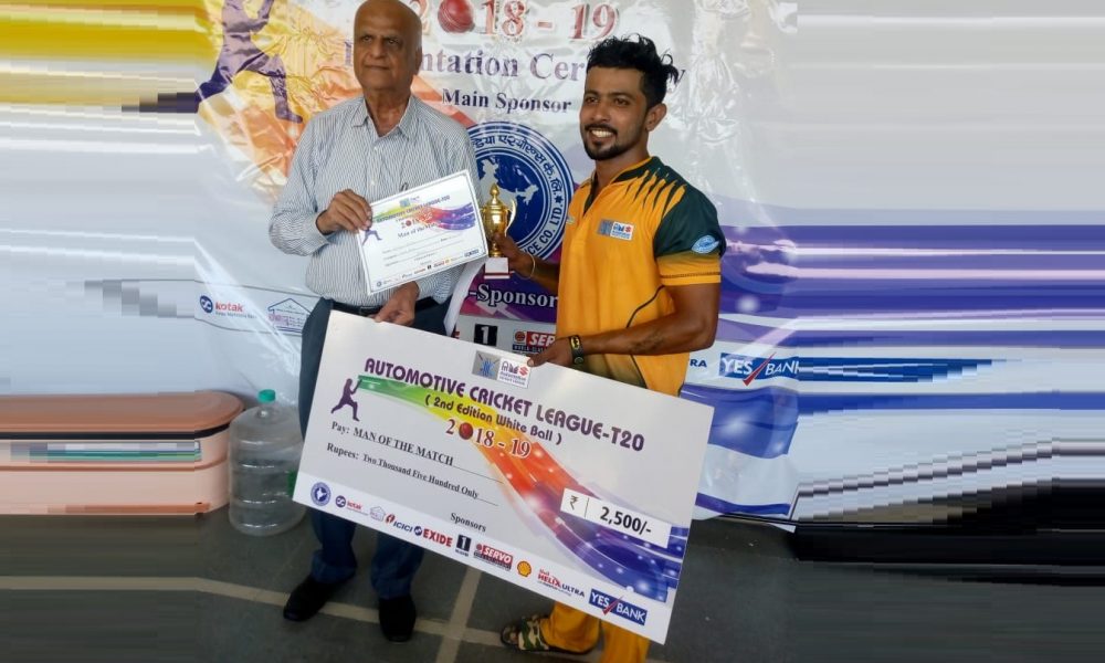 Ajinkya Beloshe from Route mobile Team Man of the match - 48 runs not out in 22 balls