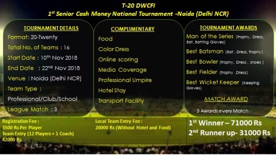 1st Senior Cash Money National Tournament 2018 Noida