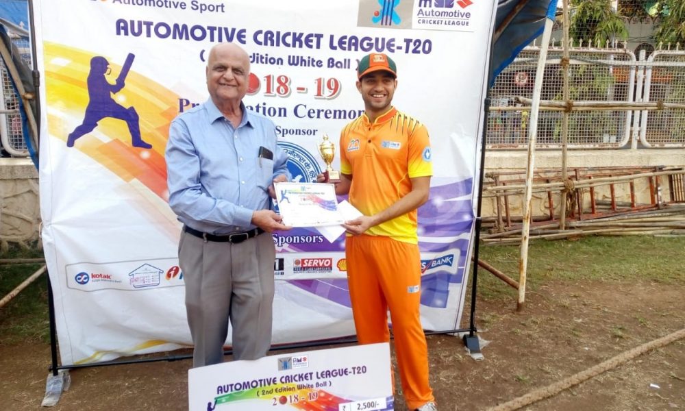 Samod Kumar from Montage Team Man of the match 60 runs in 35 balls (4 Fours and 2 Sixes) and took 2 wkts Against Automotive Team