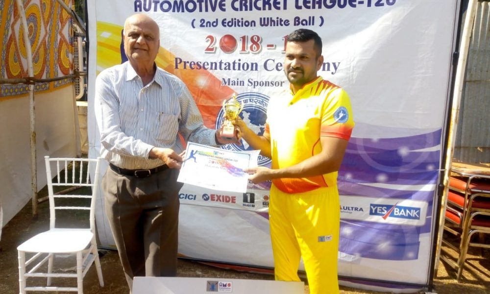 Rugved Chaudhari From Kotak Mahindra Bank Team 104 runs in 64 balls (15 Fours and 1 Sixes) against Indusind bank Team