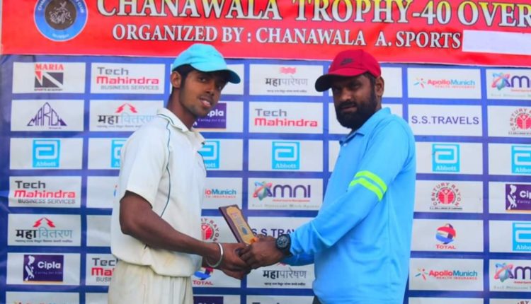 Man of the match - Arjun Gawde from Subsea Pro Team score 68 runs in 105 balls (4 fours and 1 six) against Omni Global team in Chanawala Challengers T-40 Trophy 2019-20