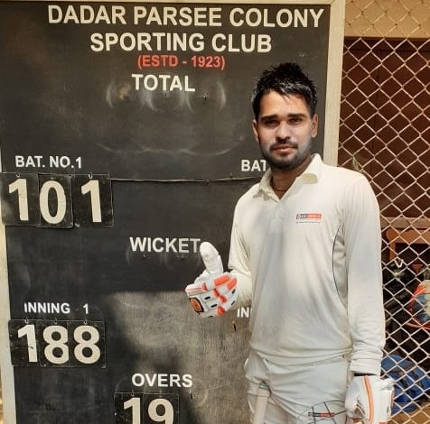 Man of the match - Vicky Patil from IDBI Federal Team score 101 runs in 69 balls (11 Fours and 4 Sixes) against JFS Blasters in Jolly Friend Sports Matunga 2 Premier League 2019-20