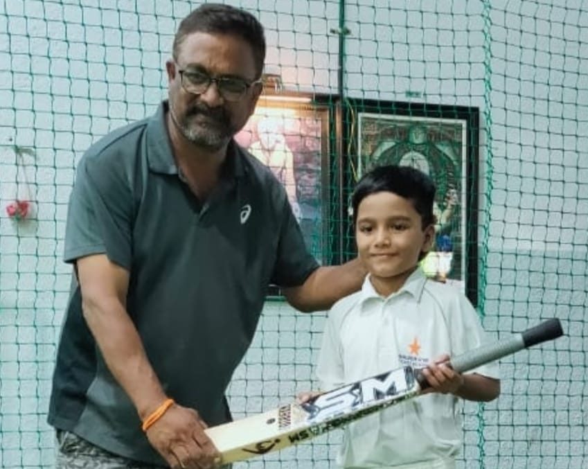Cricketgraph Auctions beneficiary 9yr old Krishna Kale from Santosh Pingulkar Sir's academy