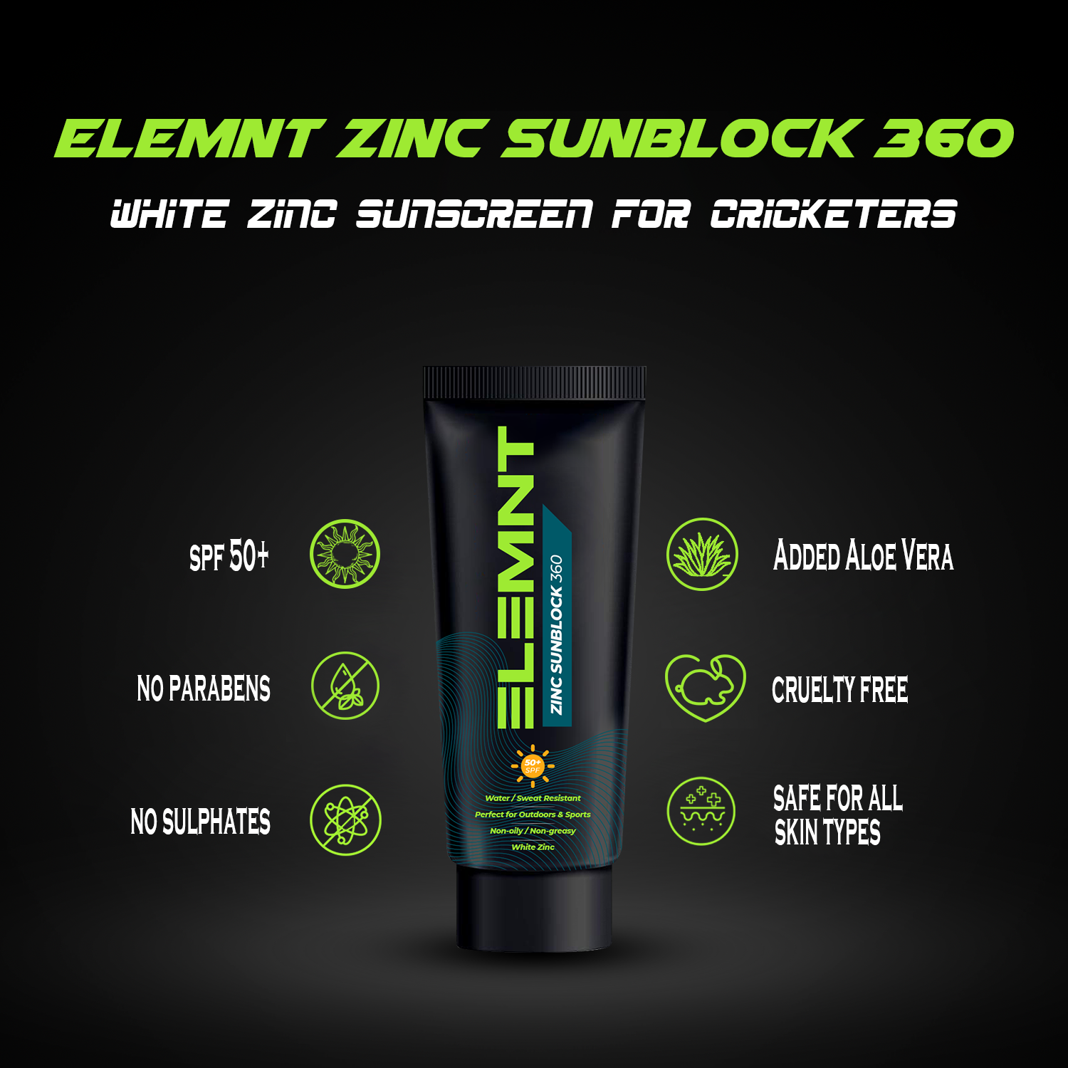 Zinc White Sunscreen Cricketer Elemnt Zinc Sunblock 360