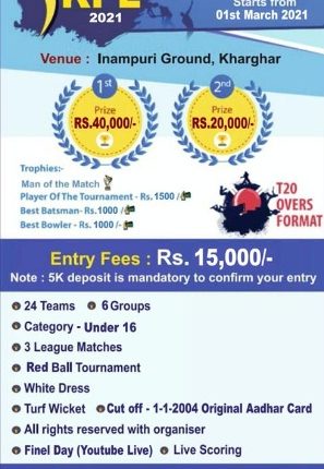 KPL Season 1 Tournament 2021 Navi Mumbai