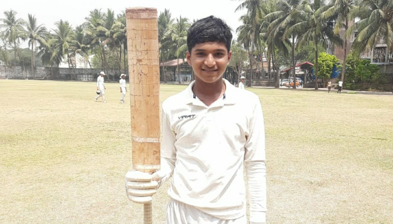 Harsh Aghav scored 170 runs at Chereshwar Cricket Ground in Mumbai