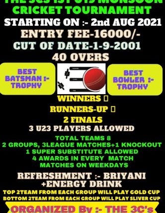 The 3CS 1st U 19 Monsoon Cricket Tournament 2021