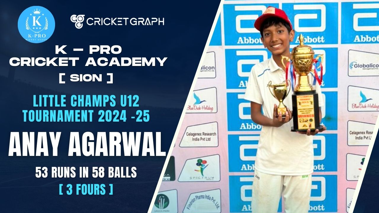 Anay Agarwal Scored 53 runs in 58 balls (3 Fours)