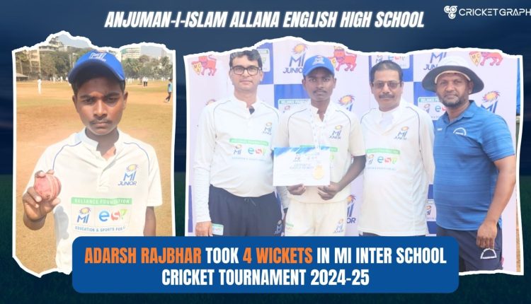 Man of the Match Adarsh Rajbhar took 4 wickets in MI INTER SCHOOL CRICKET TOURNAMENT 2024-25