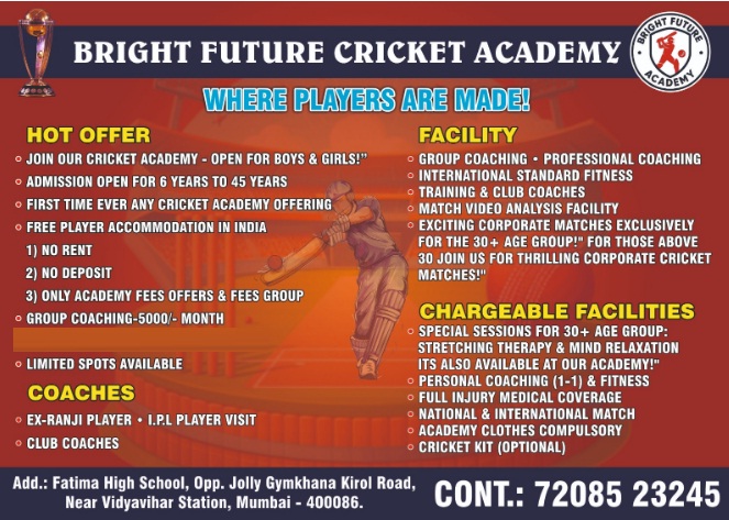 Bright Future Cricket Academy Mumbai