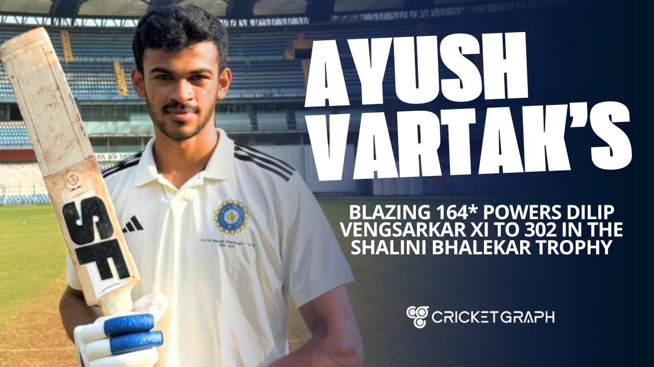 Ayush Vartak’s Blazing 164 Powers Dilip Vengsarkar XI to 302 in the Shalini Bhalekar Trophy