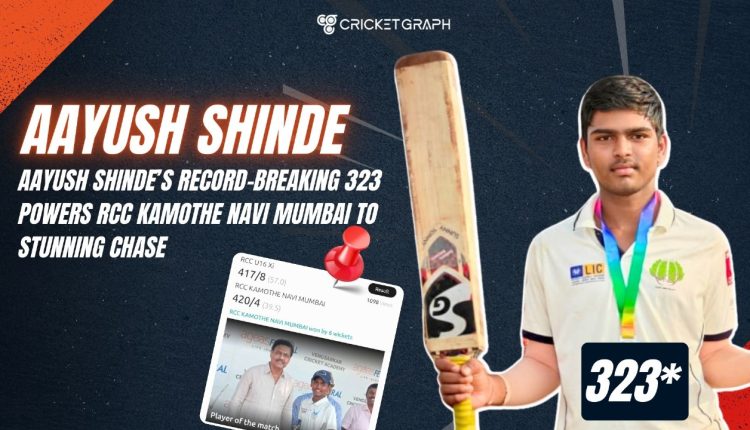 Aayush Shinde’s Record-Breaking 323 Powers RCC Kamothe Navi Mumbai to Stunning Chase