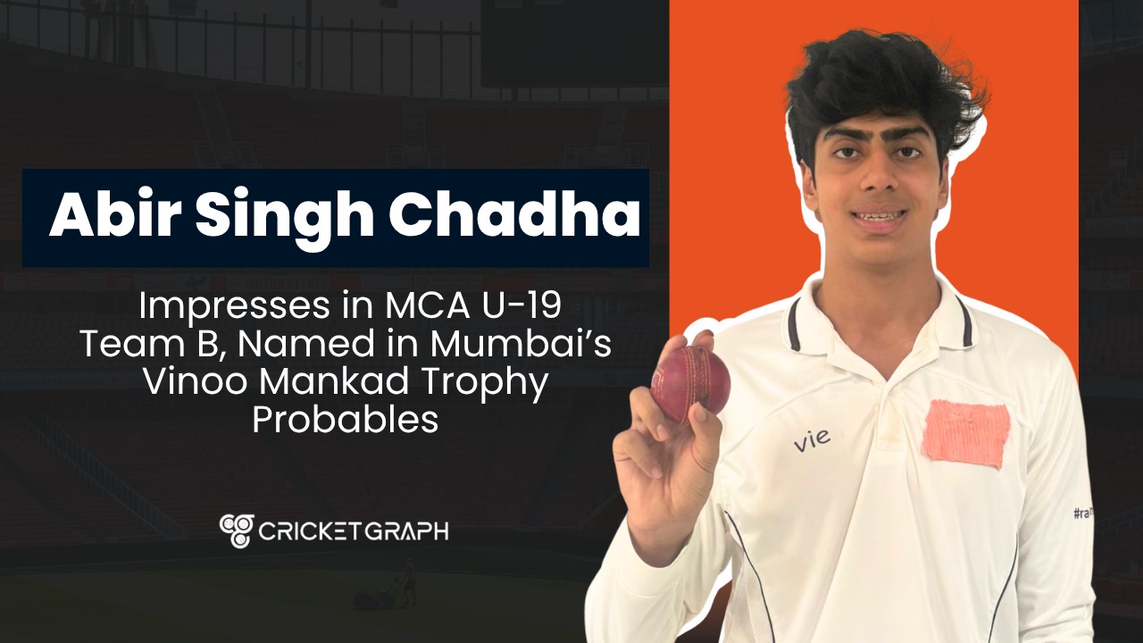 Abir Singh Chadha Impresses in MCA U-19 Team B, Named in Mumbai’s Vinoo Mankad Trophy Probables