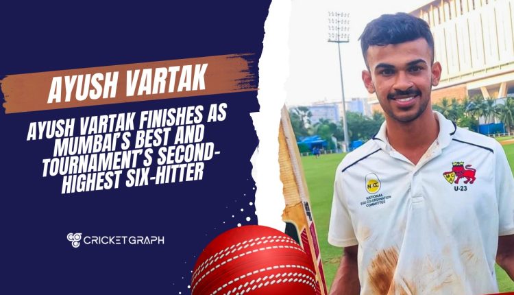 Ayush Vartak Finishes as Mumbai’s Best and Tournament’s Second-Highest Six-Hitter