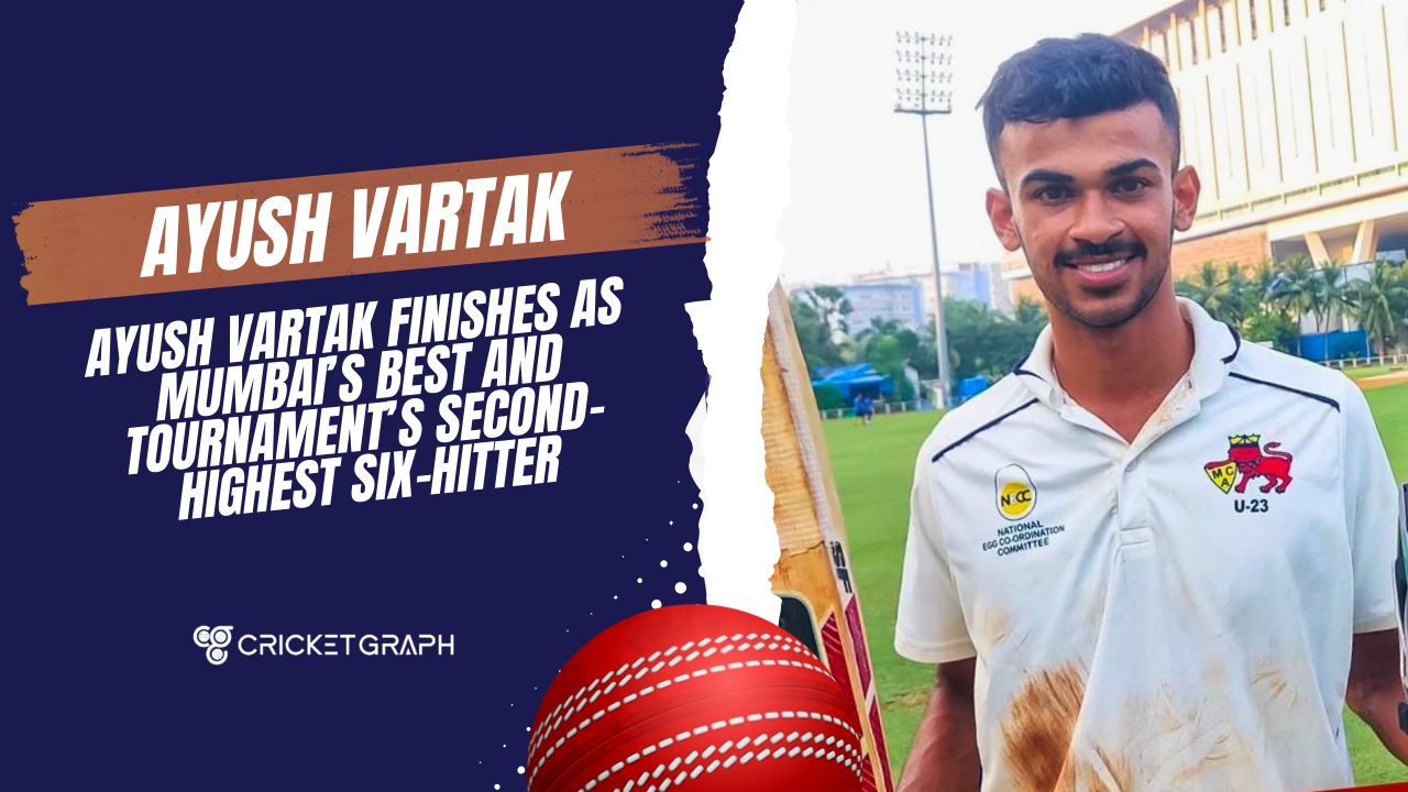 Ayush Vartak Finishes as Mumbai’s Best and Tournament’s Second-Highest Six-Hitter
