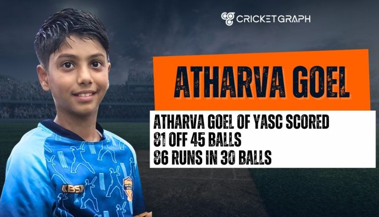Atharva Goel of YASC scored 81 off 45 balls 86 runs in 30 balls