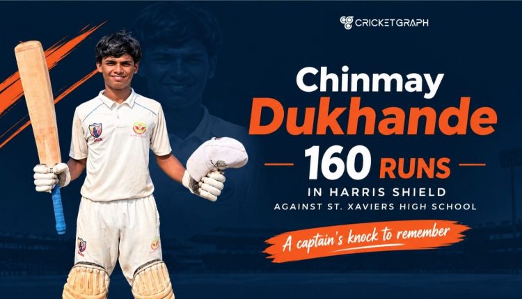 Chinmay Dukhande scored 160 runs in Harris Shield against St. Xaviers high school A captain's knock to remember